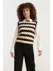 Smashed Lemon Sweter w kolorze czarno-beżowym rozmiar: M. Brązowe swetry klasyczne damskie Smashed Lemon, m, bez kołnierzyka. Za 104.99 zł.