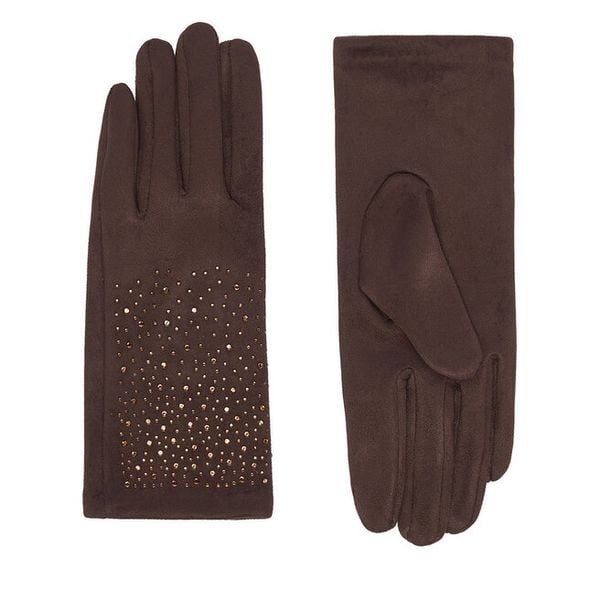Rękawiczki Nine West. Brązowe rękawiczki damskie Nine West, bez wzorów, z dzianiny. Za 39.99 zł.
