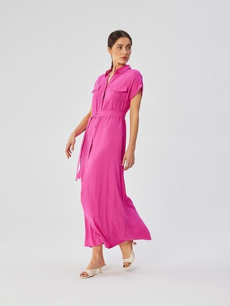 Stylove Sukienka w kolorze różowym rozmiar: M. Różowe sukienki damskie Stylove, na co dzień, m, bez wzorów, z tkaniny, bez kołnierzyka, bez ramiączek, maxi, proste. Za 379.44 zł.