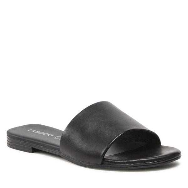 Klapki Lasocki. Czarne klapki damskie Lasocki, bez wzorów, bez obcasa. Za 99.99 zł.