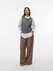 Vero Moda Kamizelka dzianinowa w kolorze szarym rozmiar: L. Szare kamizelki damskie Vero Moda, l, z dzianiny. Za 109.95 zł.