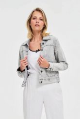 Jeansowa kurtka szara. Szare kurtki damskie MOODO, l, bez wzorów, z bawełny, bez kaptura. Za 159.99 zł.