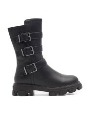 DeeZee Botki CS6226-01 Czarny. Czarne botki dziewczęce DeeZee, bez wzorów, ze skóry, bez ramiączek. Za 179.99 zł.