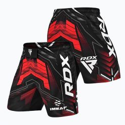 Spodenki MMA do walki i treningu IMMAF Czerwone - XS. Białe szorty męskie RDX, bez wzorów, z materiału. Za 242.00 zł.