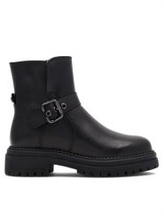 Lasocki Botki RST-WHETHER-05 Czarny. Czarne botki damskie Lasocki, ze skóry, bez obcasa, na płaskiej podeszwie, bez zapięcia. Za 279.99 zł.
