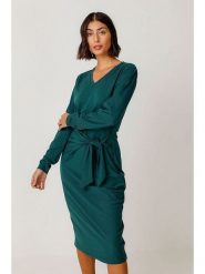 SKFK Sukienka "Luar" w kolorze morskim rozmiar: 36. Niebieskie sukienki damskie SKFK, bez wzorów, z bawełny, bez kołnierzyka, bez ramiączek, midi. Za 187.99 zł.