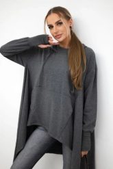 Bluza rozkloszowana u dołu grafitowa. Szare bluzy z kapturem damskie KESI, l, z bawełny. Za 238.37 zł.