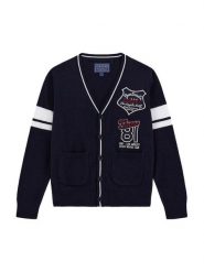 Guess Kardigan L5YR05 Z0140 Granatowy Regular Fit. Niebieskie swetry chłopięce Guess, z aplikacjami, z bawełny, bez kołnierzyka. Za 219.99 zł.