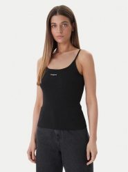 Tommy Jeans Top DW0DW22278 Czarny Slim Fit. Czarne topy damskie Tommy Jeans, s, bez wzorów, z bawełny, bez ramiączek. Za 149.99 zł.