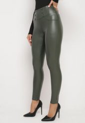 Ciemnozielone Legginsy z Ekoskóry Ocieplane z Efektem Push-Up Labrisa. Zielone legginsy damskie Born2be, s, bez wzorów, z jeansu. Za 19.99 zł.
