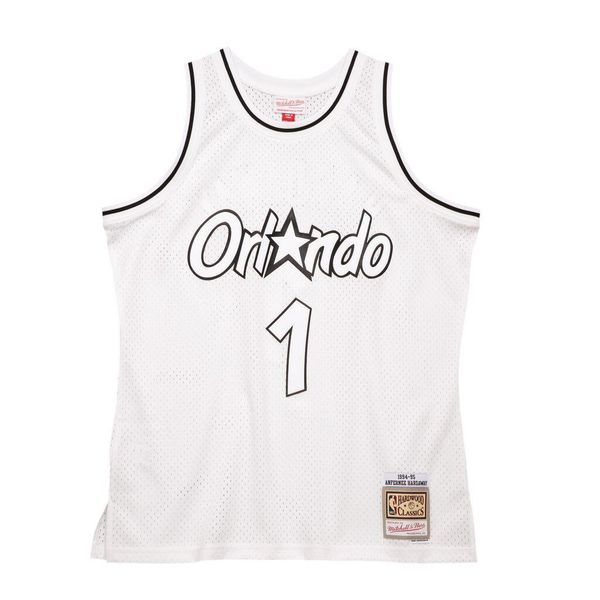 Koszulka Orlando Magic Swingman 1994/95. Białe bluzki damskie Mitchell & Ness, s, bez wzorów, z poliesteru, bez kołnierzyka. Za 468.80 zł.
