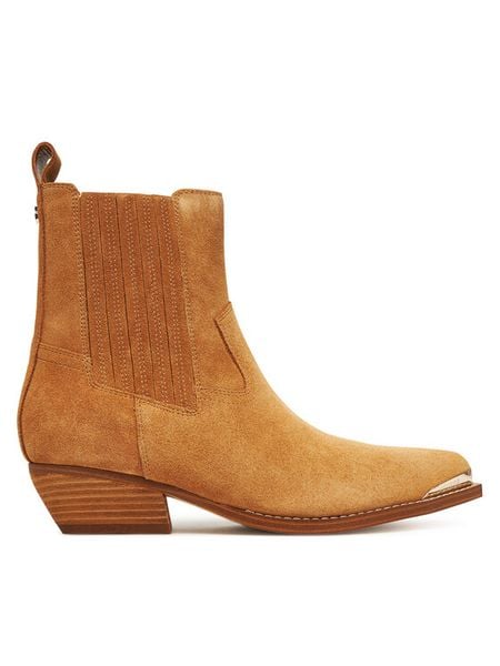 Guess Kowbojki FLTLN2 SUE10 Brązowy. Brązowe botki damskie Guess, ze skóry, bez obcasa, na słupku, bez zapięcia. Za 489.99 zł.