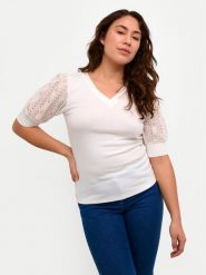 Kaffe Bluzka Melana 10508459 Biały Slim Fit. Białe bluzki damskie Kaffe, xs, bez wzorów, z wiskozy, bez ramiączek. Za 159.99 zł.
