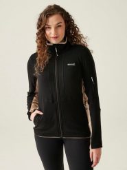 Regatta Kurtka polarowa "Ralina" w kolorze czarno-beżowym rozmiar: 38. Brązowe kurtki damskie Regatta, bez wzorów, z polaru, bez kaptura. Za 104.95 zł.