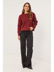 Soft Cashmere Sweter w kolorze bordowym rozmiar: 38/40. Czerwone swetry klasyczne damskie Soft Cashmere, prążkowane, bez kołnierzyka. Za 156.61 zł.