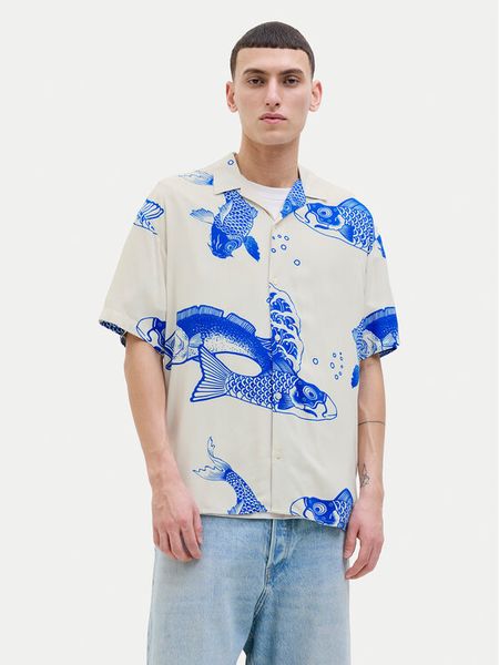 Jack & Jones Koszula Jeff 12268465 Niebieski Relaxed Fit. Niebieskie koszule męskie Jack & Jones, m, bez wzorów, z wiskozy, bez kołnierzyka, bez ramiączek. Za 99.99 zł.