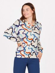 KEY LARGO Bluzka "Cobra" w kolorze kremowym ze wzorem rozmiar: L. Brązowe bluzki damskie KEY LARGO, l, bez wzorów, bez kołnierzyka, bez ramiączek. Za 91.99 zł.