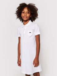 Lacoste Sukienka codzienna EJ2816 Biały Regular Fit. Białe sukienki dziewczęce Lacoste, bez wzorów, z bawełny, bez ramiączek. Za 189.99 zł.