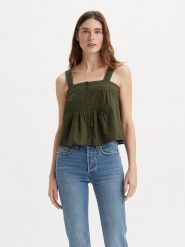 Levi´s Top w kolorze khaki rozmiar: M. Brązowe topy damskie m, bez wzorów, z bawełny, bez kołnierzyka. Za 131.43 zł.