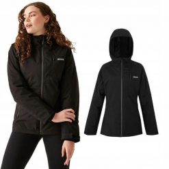 Kurtka trekkingowa ocieplana dla kobiet Regatta HIGHTON. Czarne kurtki damskie Regatta, bez wzorów, bez kaptura. Za 299.99 zł.