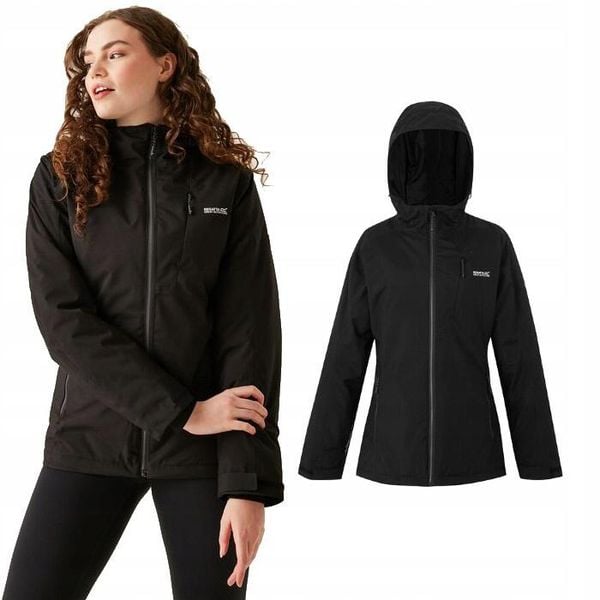 Kurtka trekkingowa ocieplana dla kobiet Regatta HIGHTON. Czarne kurtki damskie Regatta, bez wzorów, bez kaptura. Za 299.99 zł.