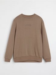 Bluza crewneck z napisem - brązowy. Brązowe bluzy bez kaptura męskie Sinsay, l. Za 39.99 zł.