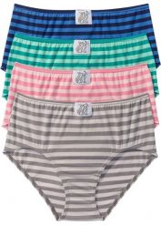 Figi maxi z miękką bawełną (4 pary). Niebieskie figi damskie bonprix, bez wzorów, z bawełny. Za 64.99 zł.