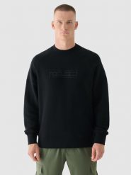 4F Bluza dresowa nierozpinana bez kaptura męska - czarna M. Czarne bluzy bez kaptura męskie 4f, bez wzorów, z bawełny, klasyczne, bez kołnierzyka, bez ramiączek. W wyprzedaży za 79.99 zł.