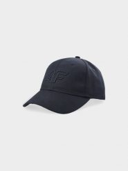 4F Czapka z daszkiem strapback uniseks - czarna L/XL. Czarne czapki z daszkiem damskie 4f, bez wzorów, z syntetyku. W wyprzedaży za 29.99 zł.