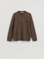 Sweter z domieszką wełny - brązowy. Brązowe swetry męskie Reserved, l, bez wzorów, z dzianiny, bez kołnierzyka. Za 149.99 zł.