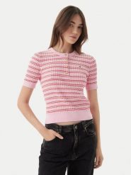 Tommy Hilfiger Sweter WW0WW49613 Różowy jasny Slim Fit. Czerwone swetry klasyczne damskie Tommy Hilfiger, xs, z bawełny, bez kołnierzyka. Za 529.99 zł.