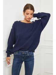 So Cachemire Sweter "Cornella" w kolorze granatowym rozmiar: S. Niebieskie swetry klasyczne damskie So Cachemire, s, z kaszmiru, bez kołnierzyka. Za 180.95 zł.