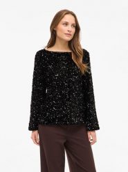 Vila Sweter "Vifaith" w kolorze czarnym rozmiar: M. Czarne swetry klasyczne damskie Vila, m, bez kołnierzyka. Za 126.75 zł.