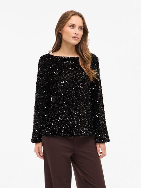 Vila Sweter "Vifaith" w kolorze czarnym rozmiar: M. Czarne swetry klasyczne damskie Vila, m, bez kołnierzyka. Za 126.75 zł.