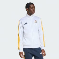 Bluza dresowa DNA Real Madryt. Białe bluzy bez kaptura męskie Adidas, l, z dresówki. Za 329.00 zł.