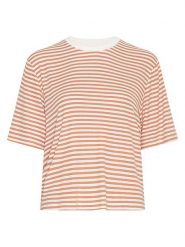 MOSS COPENHAGEN Koszulka w kolorze karmelowo-białym rozmiar: L/XL. Brązowe bluzki damskie MOSS COPENHAGEN, l, bez wzorów, bez kołnierzyka. Za 129.95 zł.