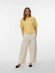 Vero Moda Koszulka w kolorze żółtym rozmiar: XS. Żółte t-shirty damskie Vero Moda, xs, bez wzorów, z bawełny, bez kołnierzyka. Za 59.95 zł.