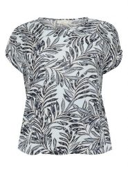 KAFFE curve Bluzka w kolorze biało-granatowym rozmiar: 44. Niebieskie bluzki damskie KAFFE curve, s, bez wzorów, z wiskozy, klasyczne, bez kołnierzyka, bez ramiączek. Za 61.17 zł.