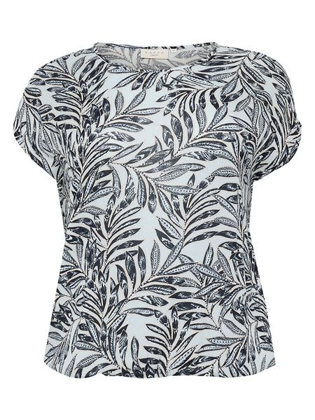 KAFFE curve Bluzka w kolorze biało-granatowym rozmiar: 44. Niebieskie bluzki damskie KAFFE curve, s, bez wzorów, z wiskozy, klasyczne, bez kołnierzyka, bez ramiączek. Za 61.17 zł.