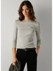 Pepe Jeans Koszulka "Betina" w kolorze jasnoszarym rozmiar: L. Szare bluzki damskie Pepe Jeans, l, bez wzorów, z jeansu, bez kołnierzyka, bez ramiączek. Za 109.26 zł.