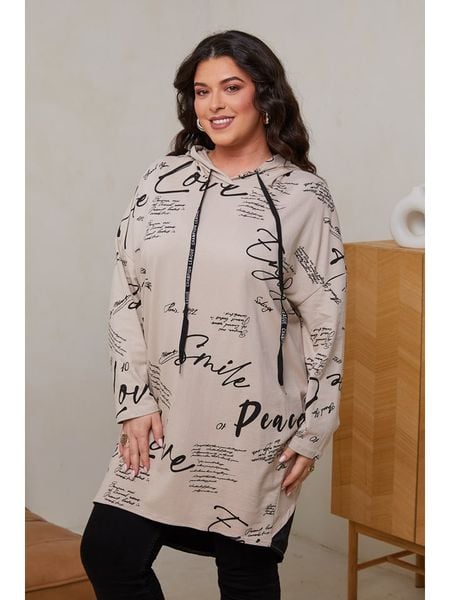 Curvy Lady Sukienka dresowa w kolorze beżowym rozmiar: 48/50. Brązowe sukienki damskie Curvy Lady, z aplikacjami, z bawełny, klasyczne, bez kołnierzyka, bez ramiączek, mini. Za 92.42 zł.