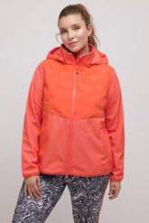 Damskie Kurtka Softshell pikowane wstawki dwukierunkowy suwak. Brązowe kurtki damskie Ulla Popken, plus size, bez wzorów, z elastanu, z kapturem. Za 639.99 zł.