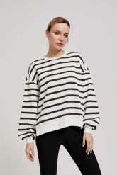 Bluza w paski z bufaistymi rękawami. Bluzy bez kaptura damskie MOODO, xl, z bawełny. W wyprzedaży za 49.99 zł.