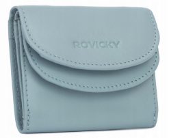 Portfel damski Rovicky R-19-LFN błękitny. Niebieskie portfele damskie ROVICKY, bez wzorów, ze skóry. Za 49.99 zł.