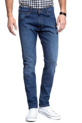 SPODNIE MĘSKIE WRANGLER BRYSON BLUEPRINT W14XPQ74Q 112126730. Niebieskie spodnie materiałowe męskie Wrangler, bez wzorów, z jeansu. Za 209.99 zł.