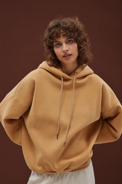 Bluza typu oversize z ociepleniem w kolorze DARK BISQUIT - AMBERLY-UNI. Brązowe bluzy sportowe damskie Marsala, m, z bawełny. Za 299.90 zł.