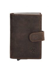 HIDE & STITCHES Skórzany portfel w kolorze brązowym - 8 x 10 x 2 cm rozmiar: onesize. Brązowe portfele męskie HIDE & STITCHES, bez wzorów, z materiału. Za 117.99 zł.