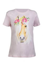 T-shirt dziewczęcy HKM Flower Horse. Czerwone koszulki dziewczęce HKM, m, bez wzorów, z materiału, bez ramiączek. Za 116.00 zł.