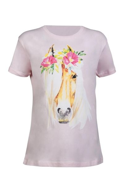 T-shirt dziewczęcy HKM Flower Horse. Czerwone koszulki dziewczęce HKM, m, bez wzorów, z materiału, bez ramiączek. Za 116.00 zł.