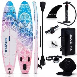 Deska SUP pompowana 350 cm THUNDER stabilna wyporna zestaw plecak 150 kg. Białe plecaki męskie THUNDER, bez wzorów, z gumy. Za 899.00 zł.